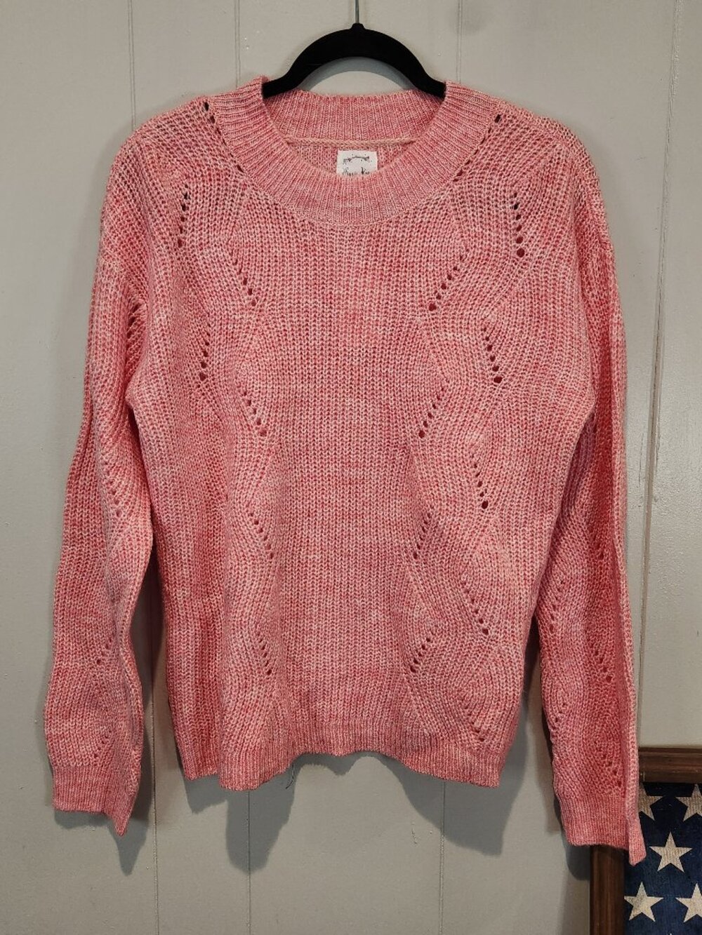 Hippie Rose Coral Combo Pink Crewneck Knit Sweater XL